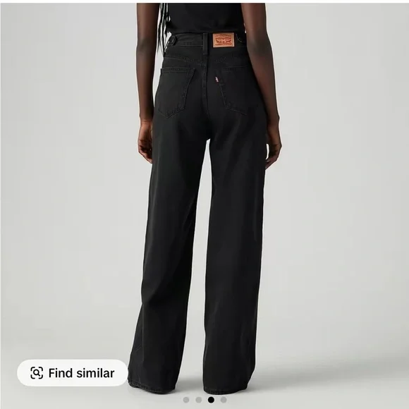 Levi's Women's Clinch Waist Black Wide-Leg Jeans - Picture 3 of 4